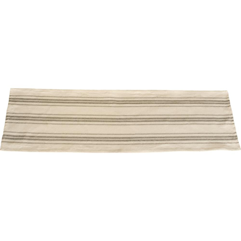 Grain Sack Stripe Cream Pewter 45" Runner T4165065 - The Fox Decor