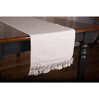 Grey Ticking Ruffle Table Runner T4179087 - The Fox Decor