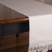 Grey Ticking Ruffle Table Runner T4179087 - The Fox Decor