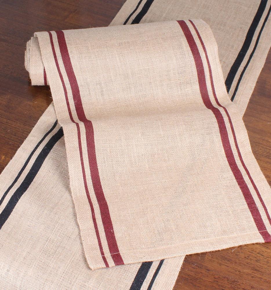 Burlap Stripe Black Table Runner 72 In T7190011 - The Fox Decor