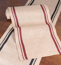 Burlap Stripe Barn Red Table Runner 72 In T7190017 - The Fox Decor