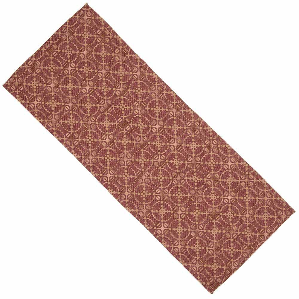 Barn Red Tan Marshfield Jacquard Table Runner TR106017 - The Fox Decor