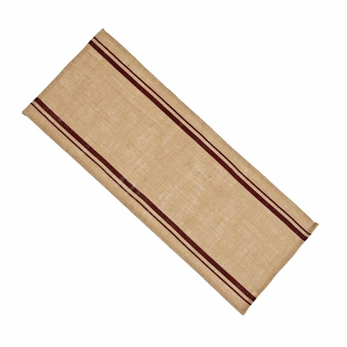 Barn Red Wheat Burlap Stripe Table Runner TR190017 - The Fox Decor