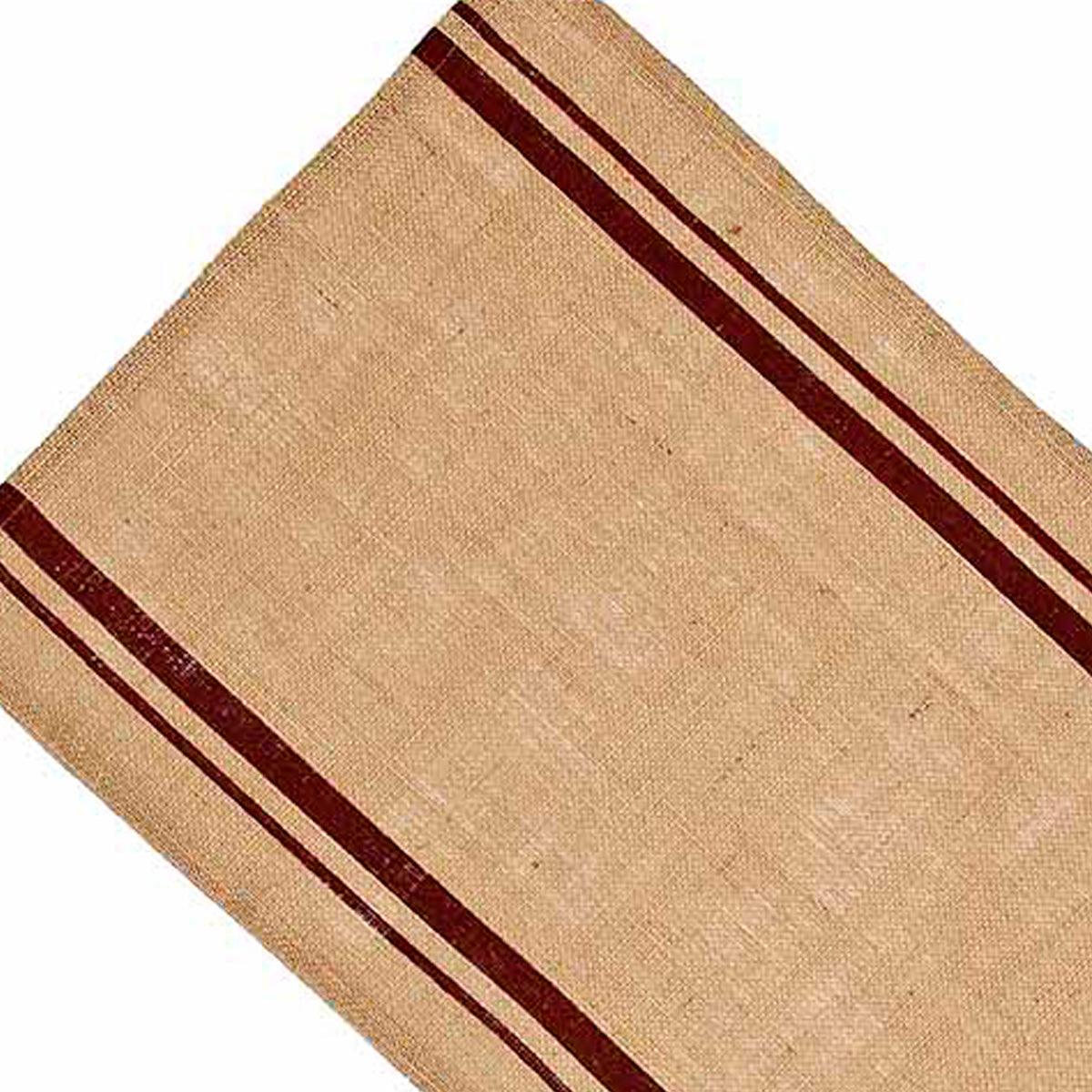 Barn Red Wheat Burlap Stripe Table Runner TR190017 - The Fox Decor