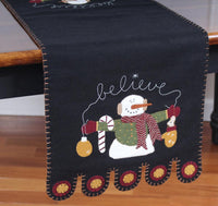 Snowman Believe Black Table Runner TRGP0425 - The Fox Decor