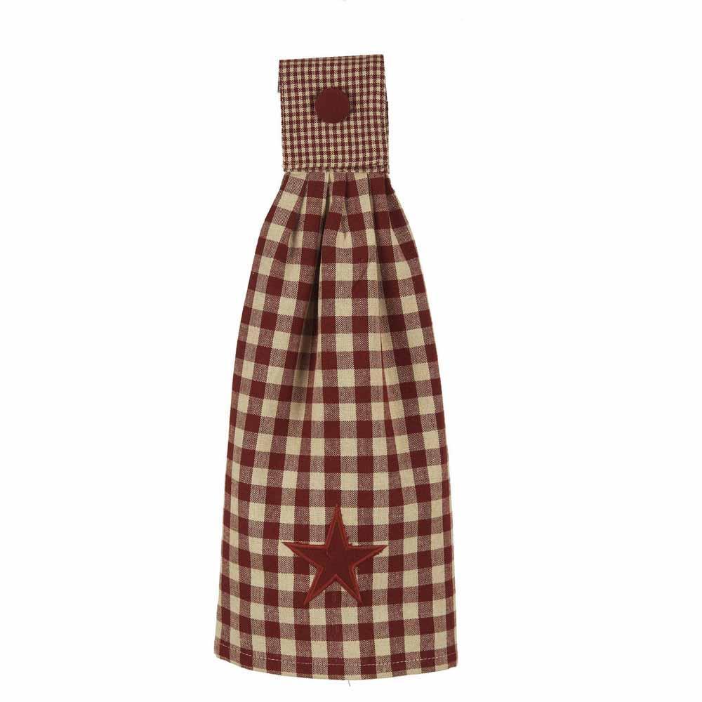 Barn Red Nutmeg Heritage Star Barn Red Tab Towel Set Of Two TT020017 - The Fox Decor