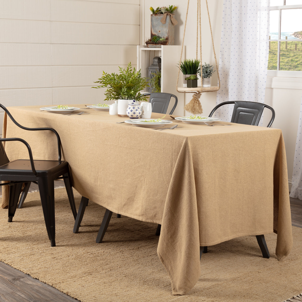 Burlap Natural Table Cloth 60x120 VHC Brands