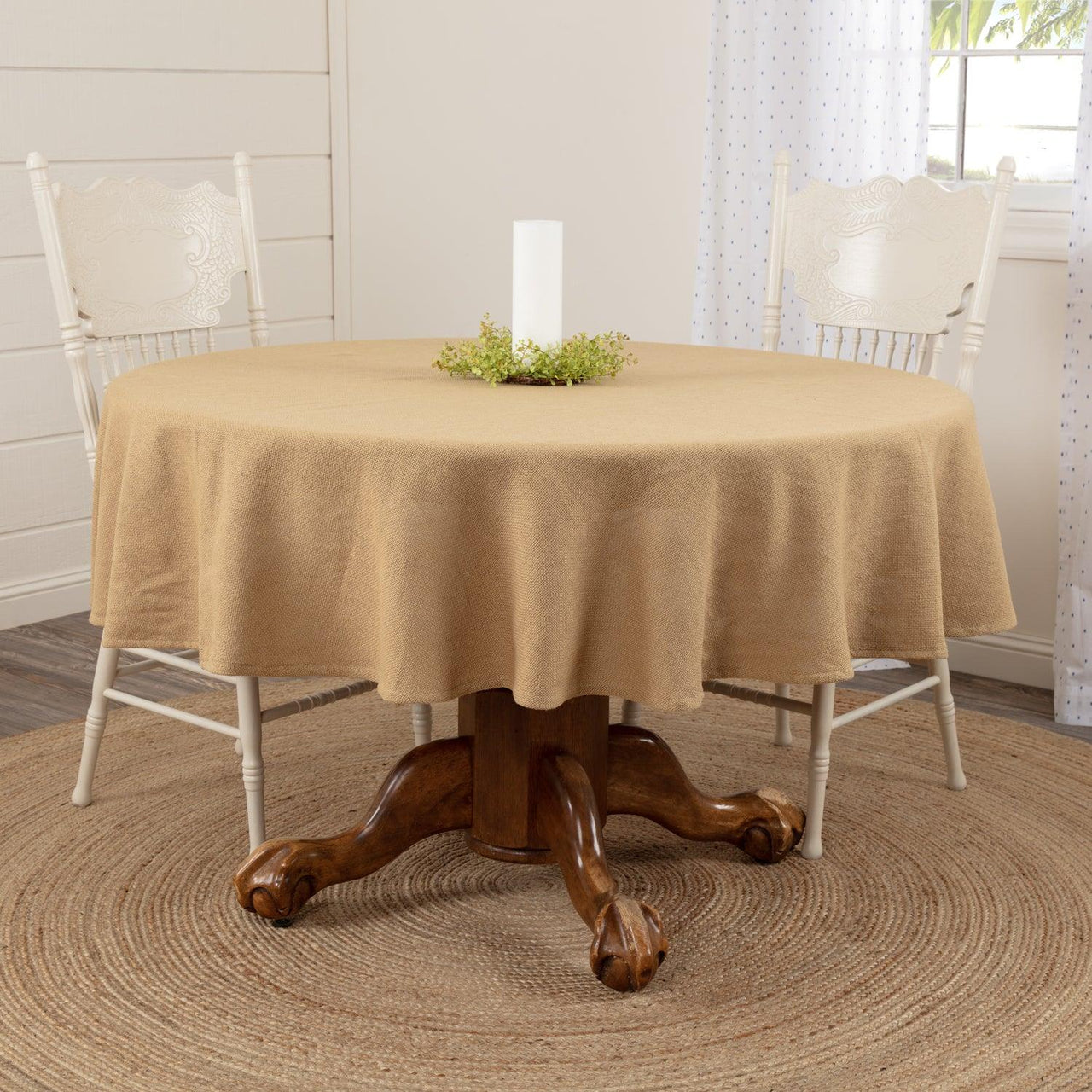 Burlap Natural Table Cloth 70 Round VHC Brands