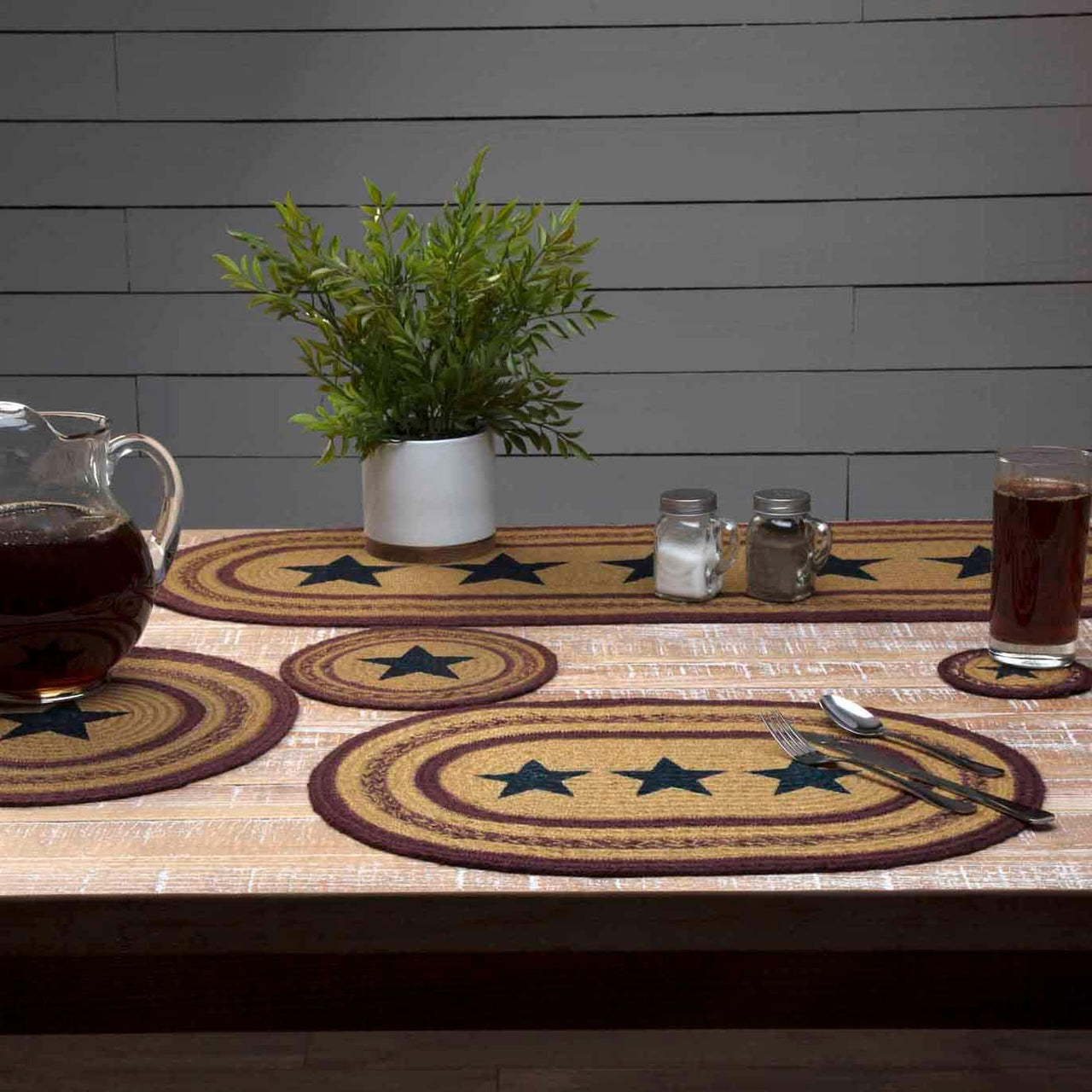 Potomac Jute Runner Stencil Stars 13x36 VHC Brands - The Fox Decor