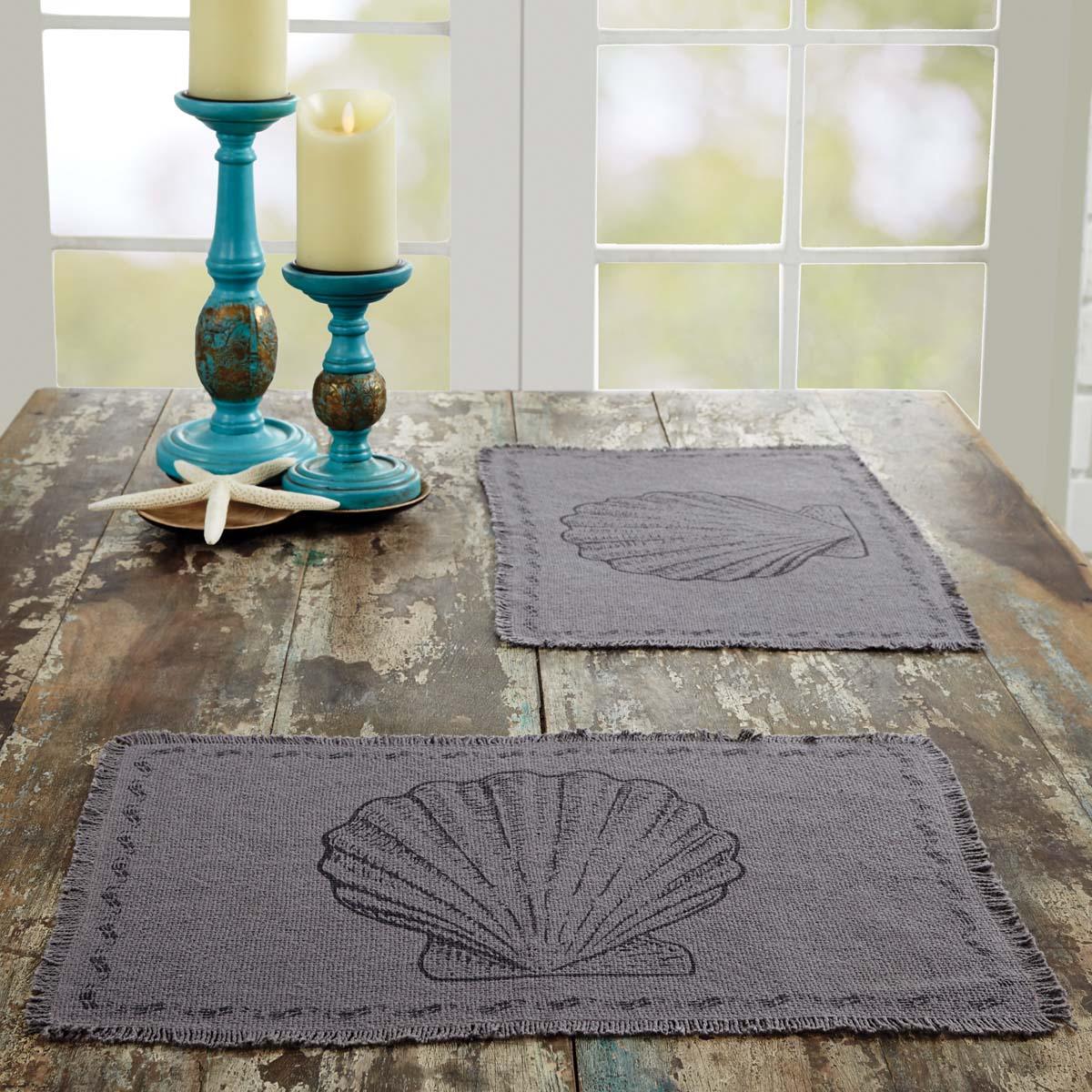 Sandy Grey Burlap Placemat Set of 6 12x18 VHC Brands