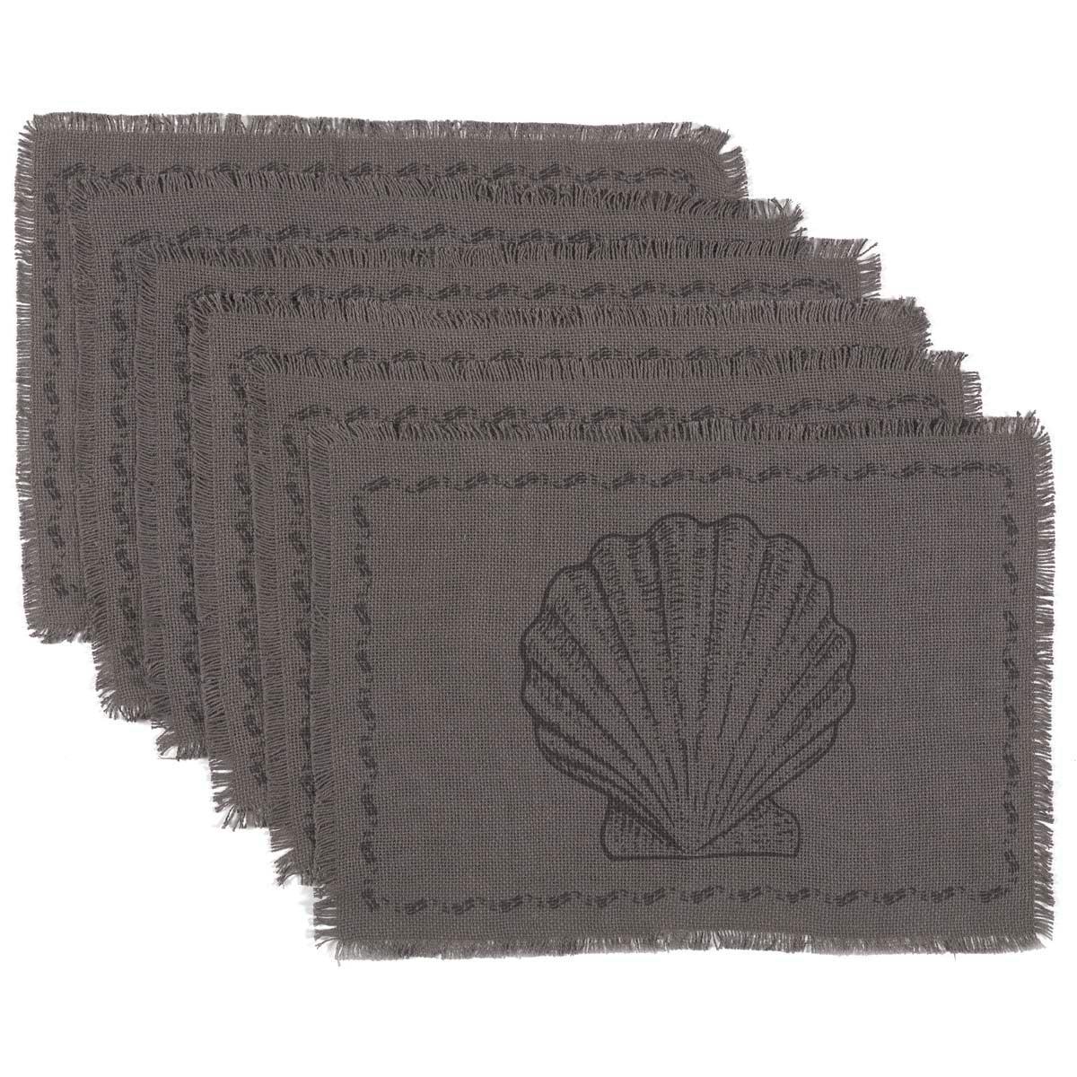 Sandy Grey Burlap Placemat Set of 6 12x18 VHC Brands