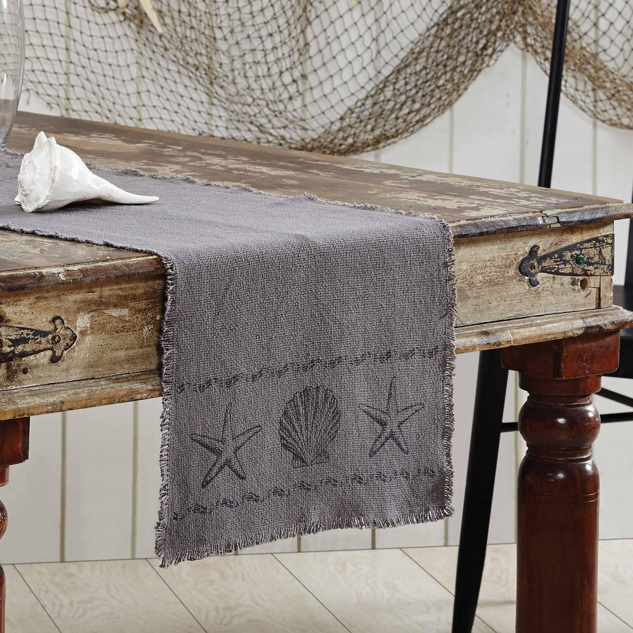 Sandy Grey Burlap Runner 13x48 VHC Brands - The Fox Decor