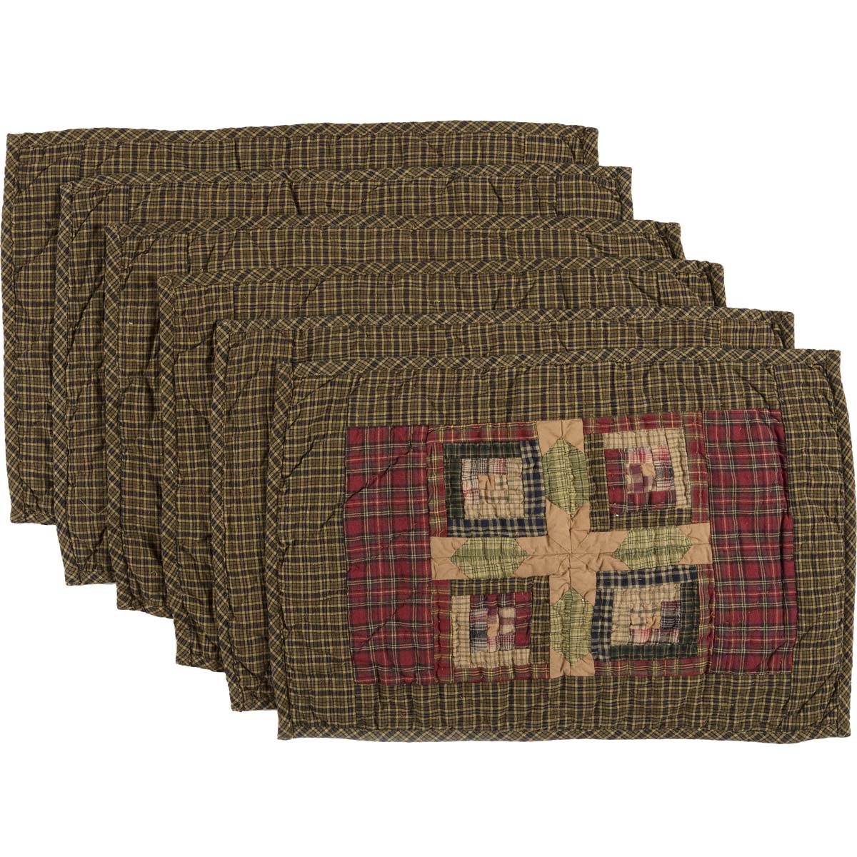 Tea Cabin Placemat Quilted Set of 6 12x18 VHC Brands