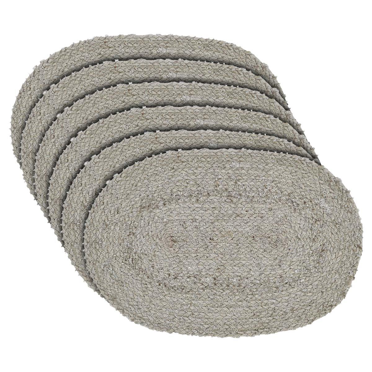 Dyani Silver Jute Braided Placemat Set of 6 VHC Brands - The Fox Decor