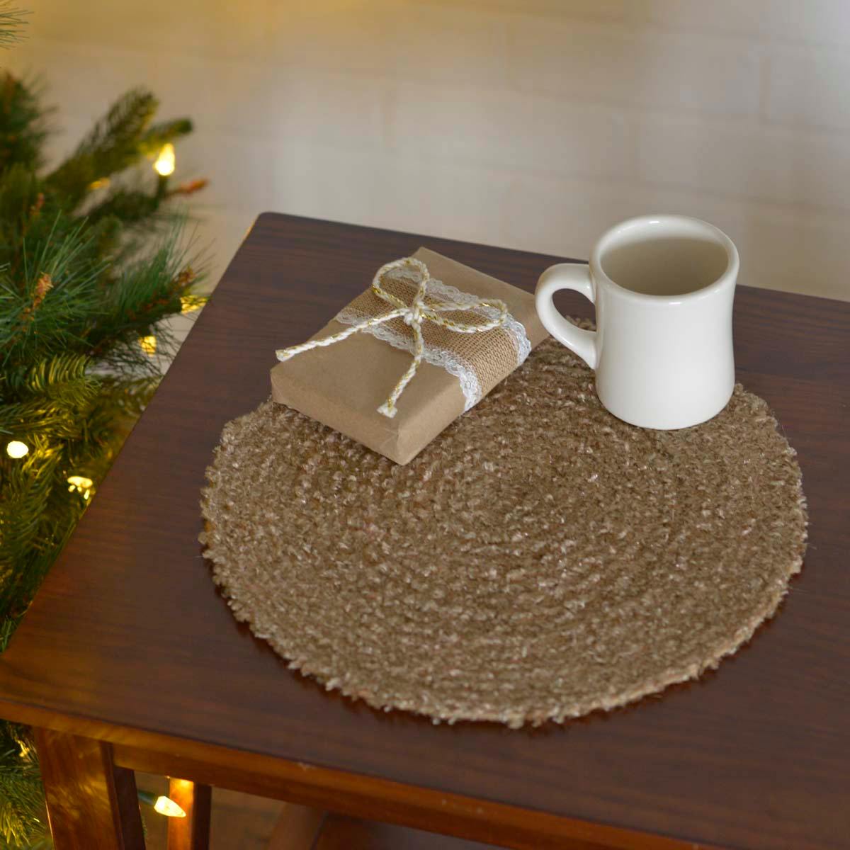 Dyani Champagne 13" Jute Braided Tablemat Set of 6 VHC Brands - The Fox Decor