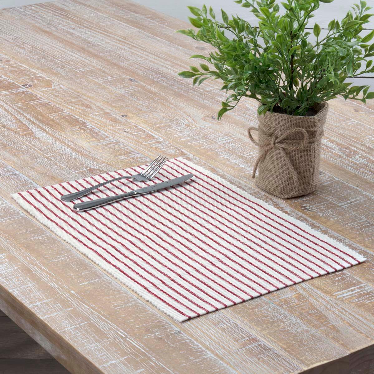 Audrey Red Ribbed Placemat Set of 6 VHC Brands - The Fox Decor