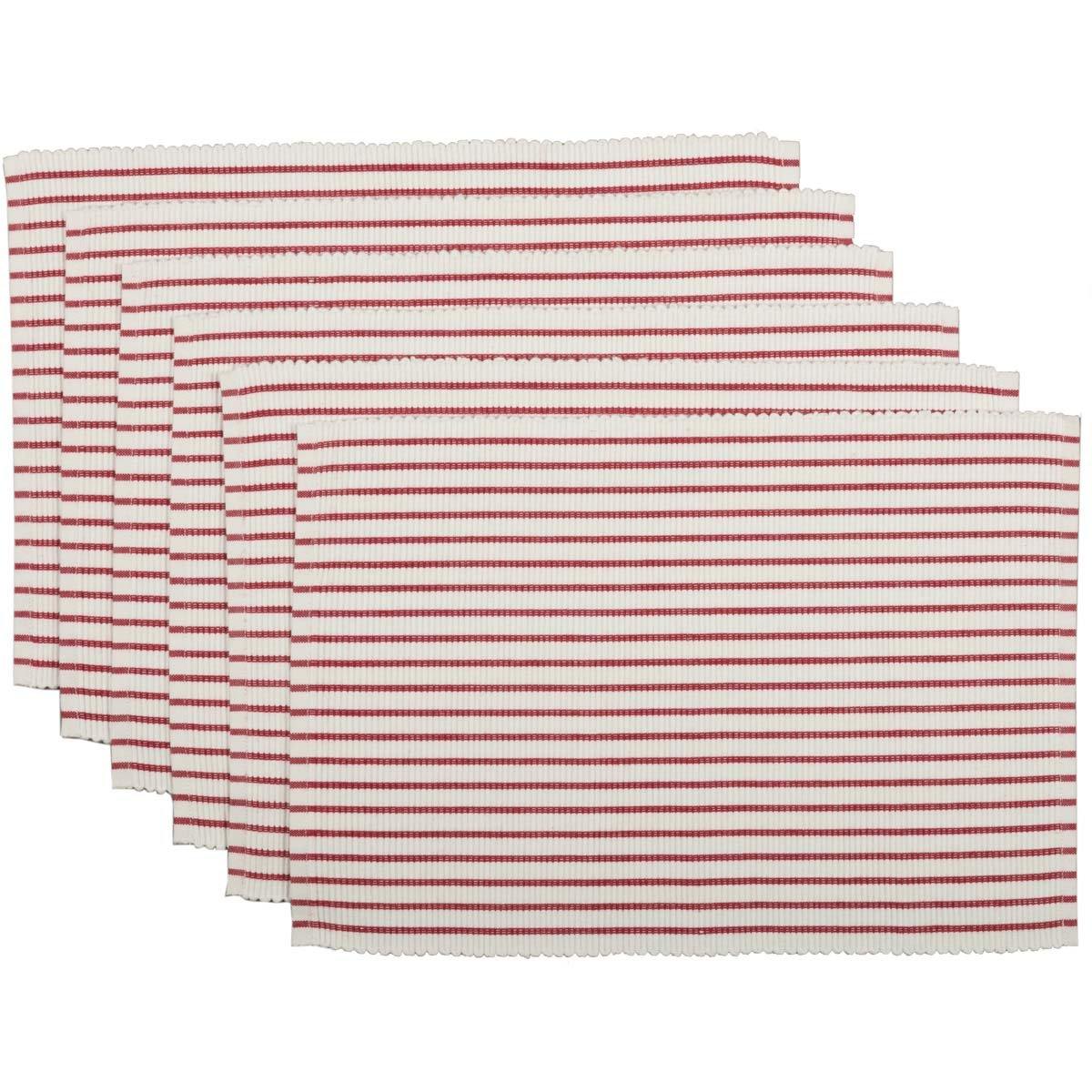 Audrey Red Ribbed Placemat Set of 6 VHC Brands - The Fox Decor