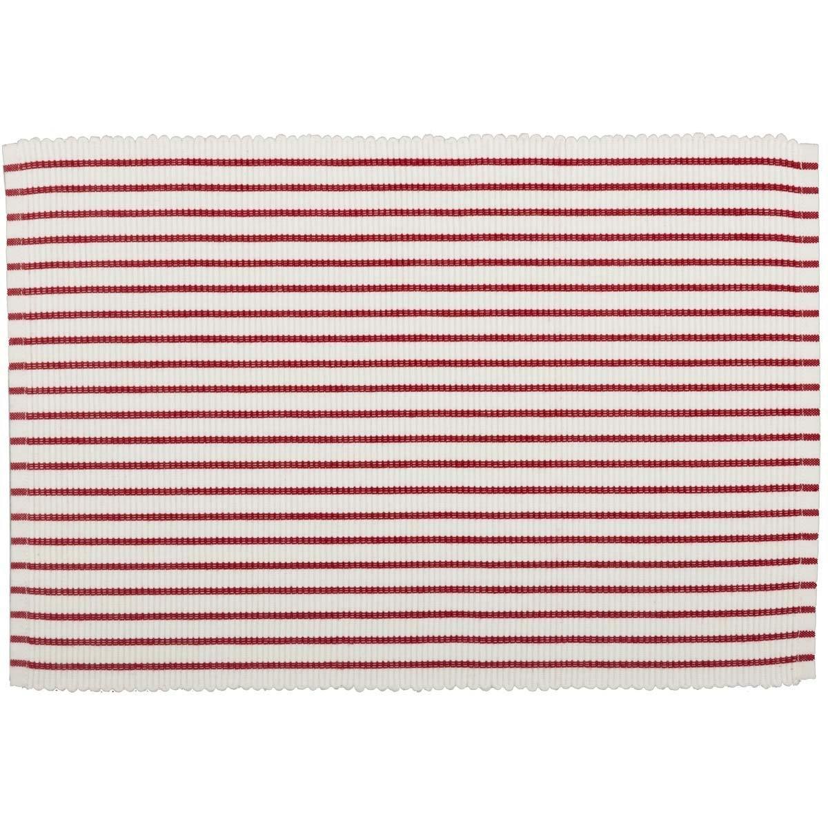 Audrey Red Ribbed Placemat Set of 6 VHC Brands - The Fox Decor