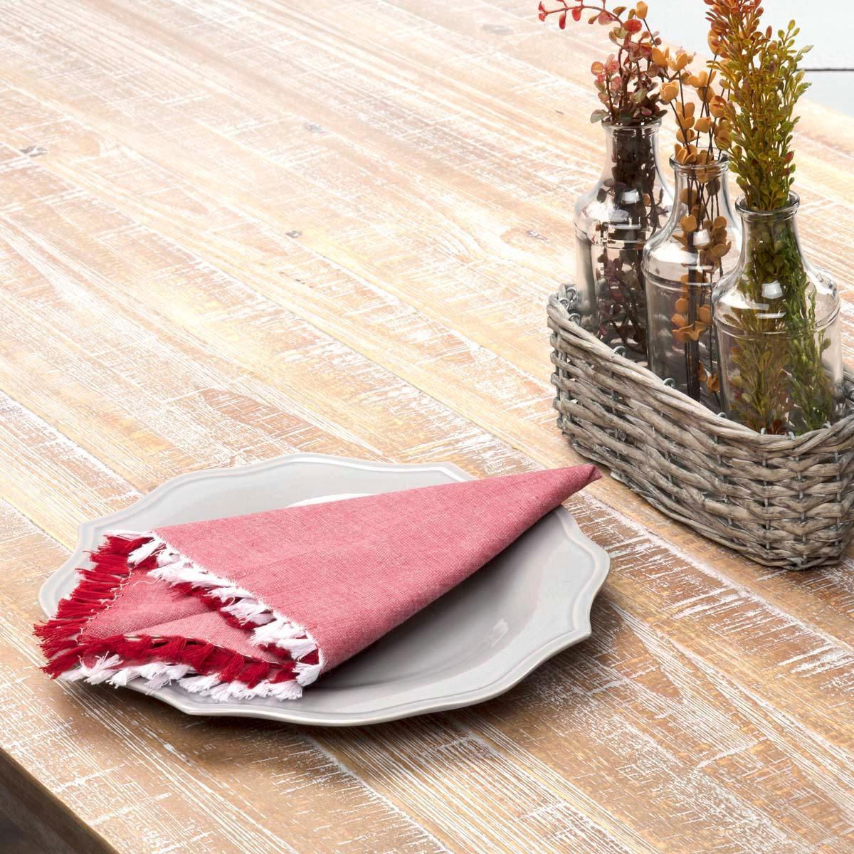 Harmony Red Napkin Set of 6 VHC Brands - The Fox Decor