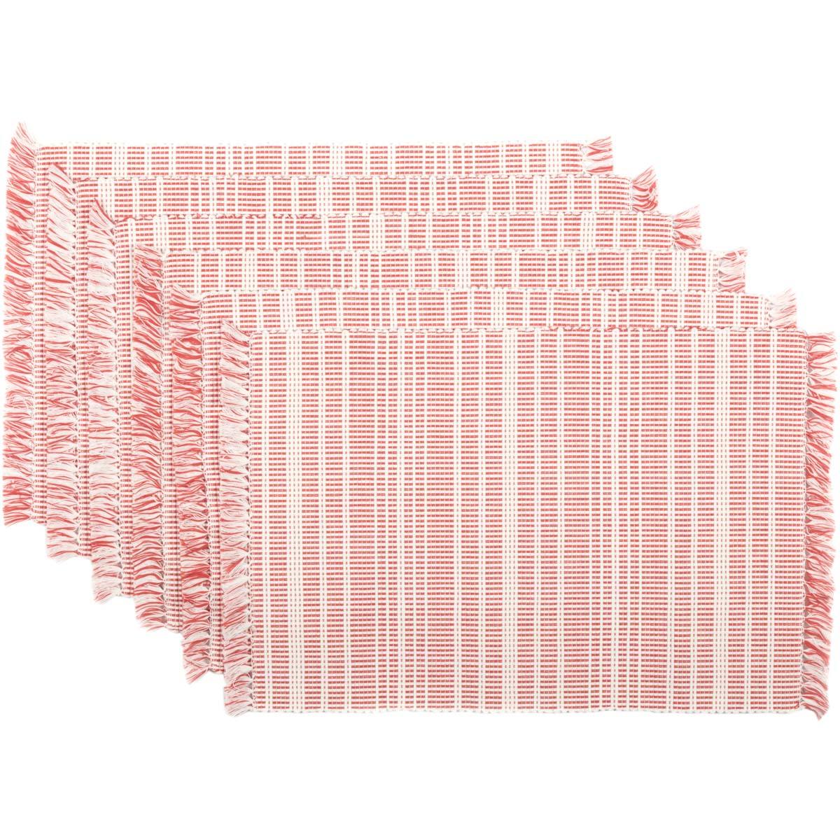 Madeline Red Ribbed Placemat Set of 6 VHC Brands - The Fox Decor