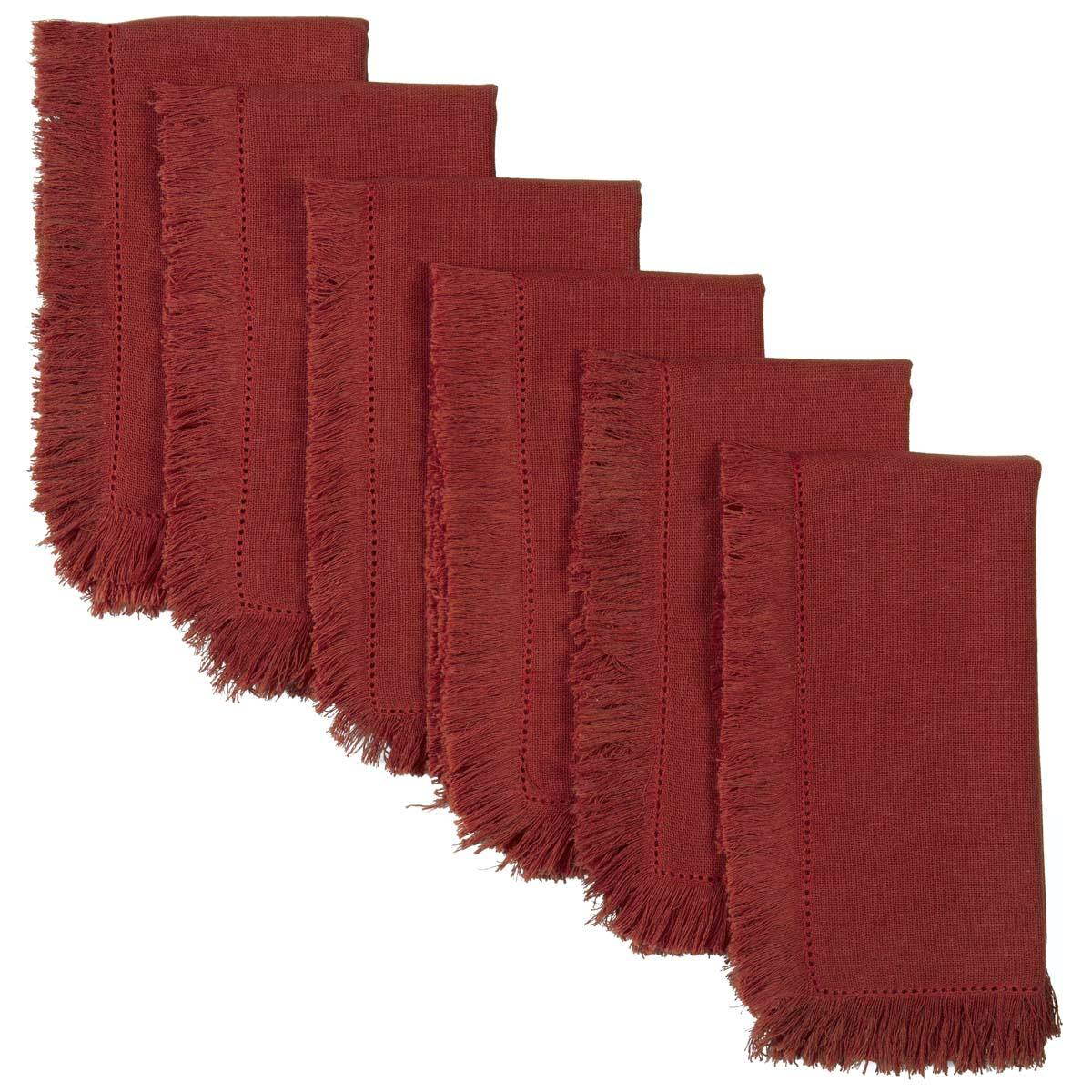 Haven Red Napkin Set of 6 VHC Brands - The Fox Decor