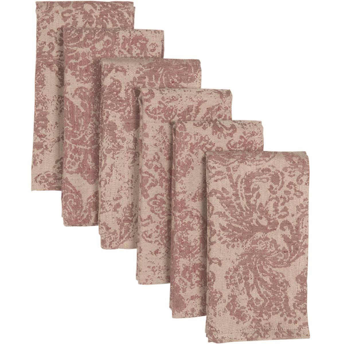 Rebecca Crimson Napkin Set of 6 18x18 VHC Brands