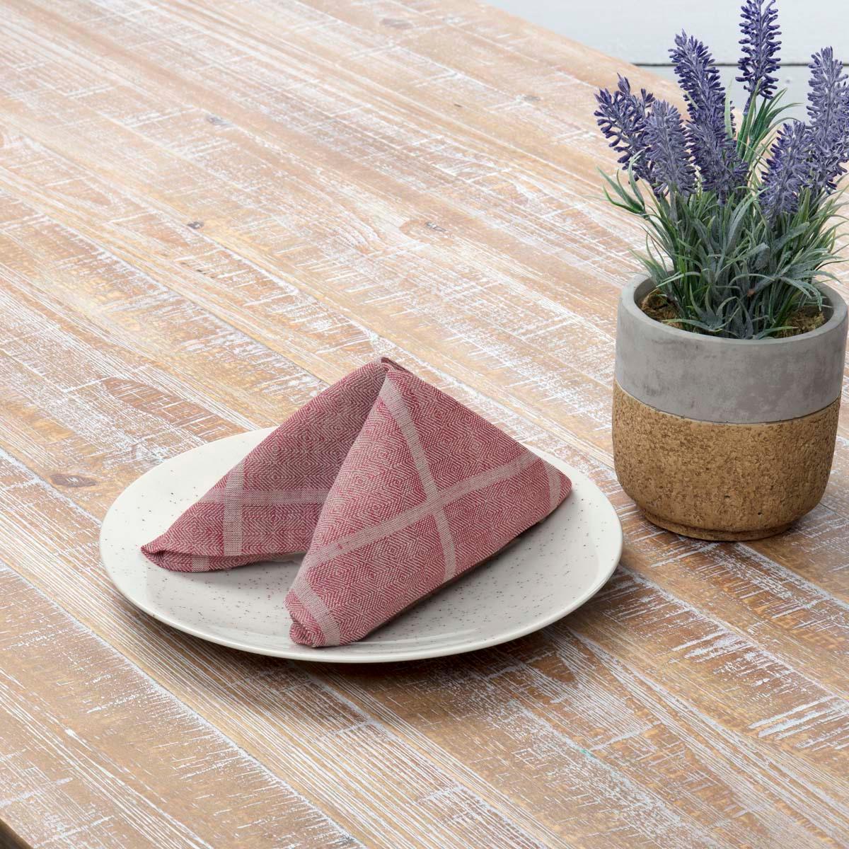 Julie Red Plaid Napkin Set of 6 18x18 VHC Brands - The Fox Decor