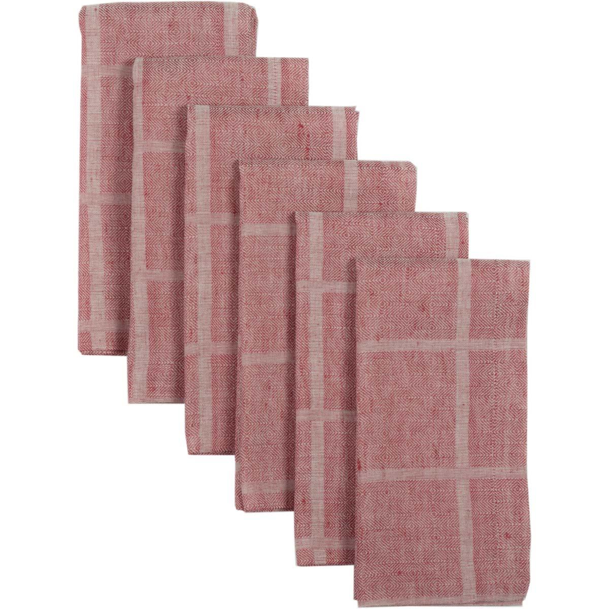 Julie Red Plaid Napkin Set of 6 18x18 VHC Brands - The Fox Decor