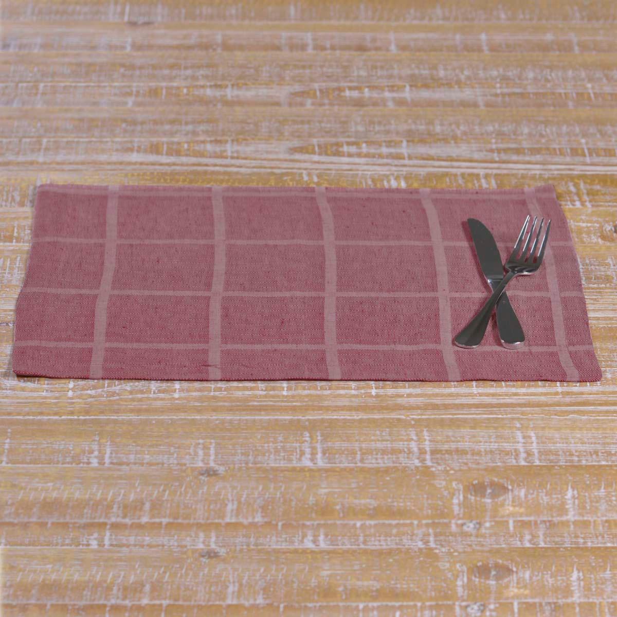 Julie Red Plaid Placemat Set of 6 12x18 VHC Brands - The Fox Decor