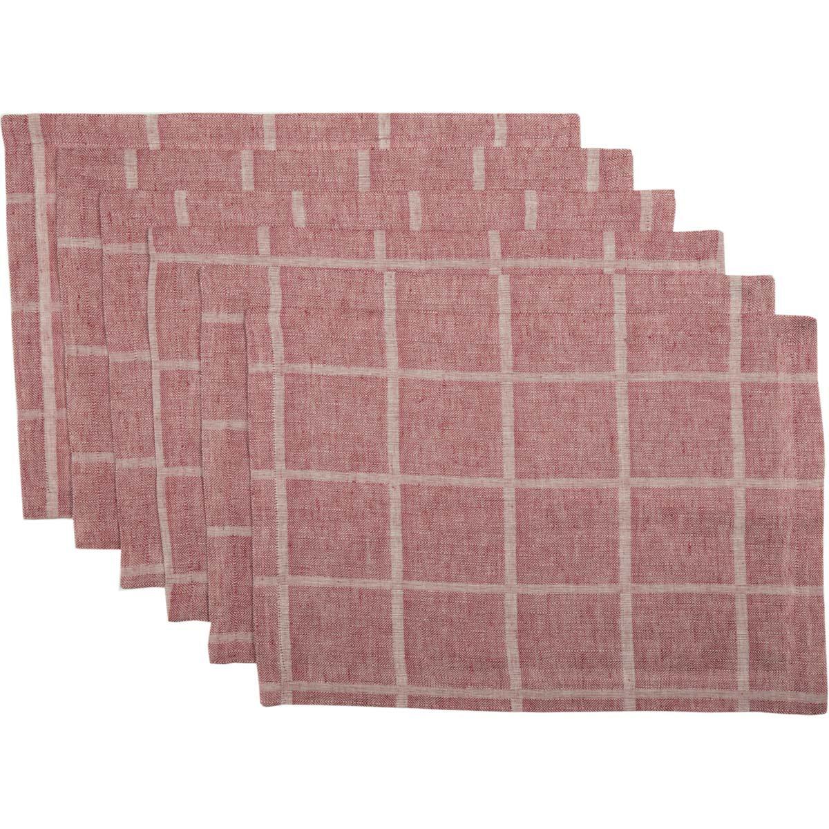 Julie Red Plaid Placemat Set of 6 12x18 VHC Brands - The Fox Decor