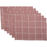 Julie Red Plaid Placemat Set of 6 12x18 VHC Brands - The Fox Decor