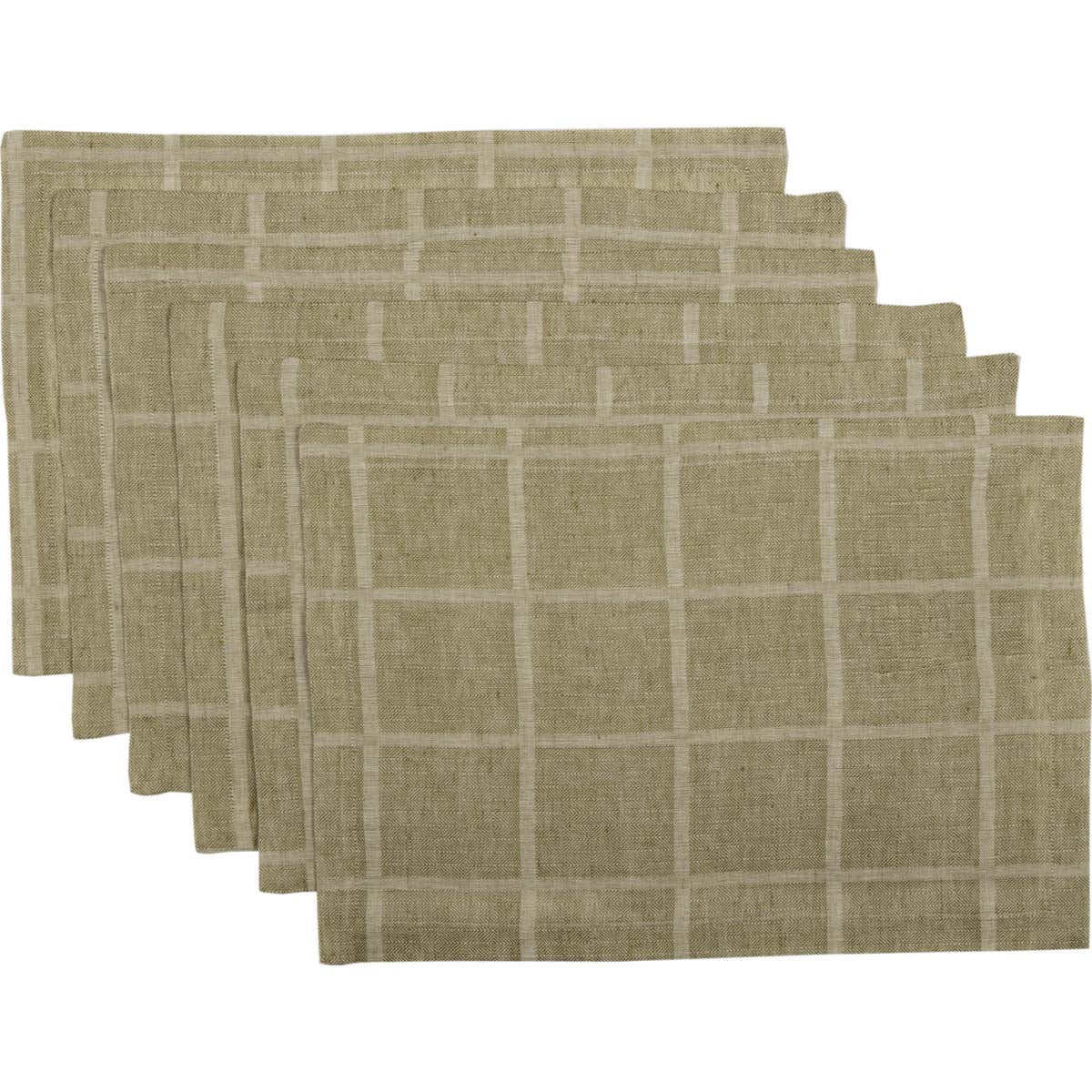 Julie Olive Plaid Placemat Set of 6 12x18 VHC Brand