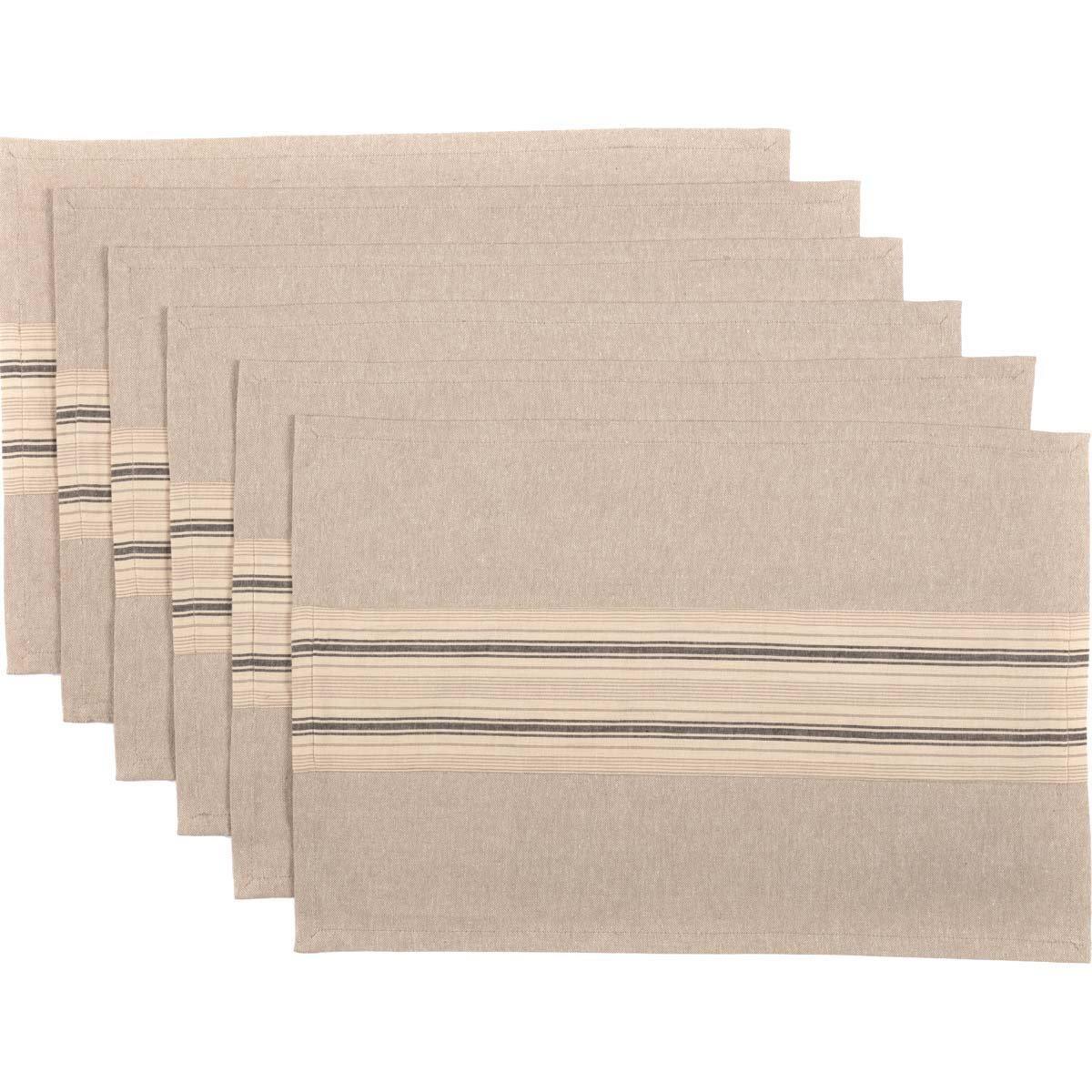 Sawyer Mill Charcoal Stripe Placemat Set of 6 VHC Brands - The Fox Decor