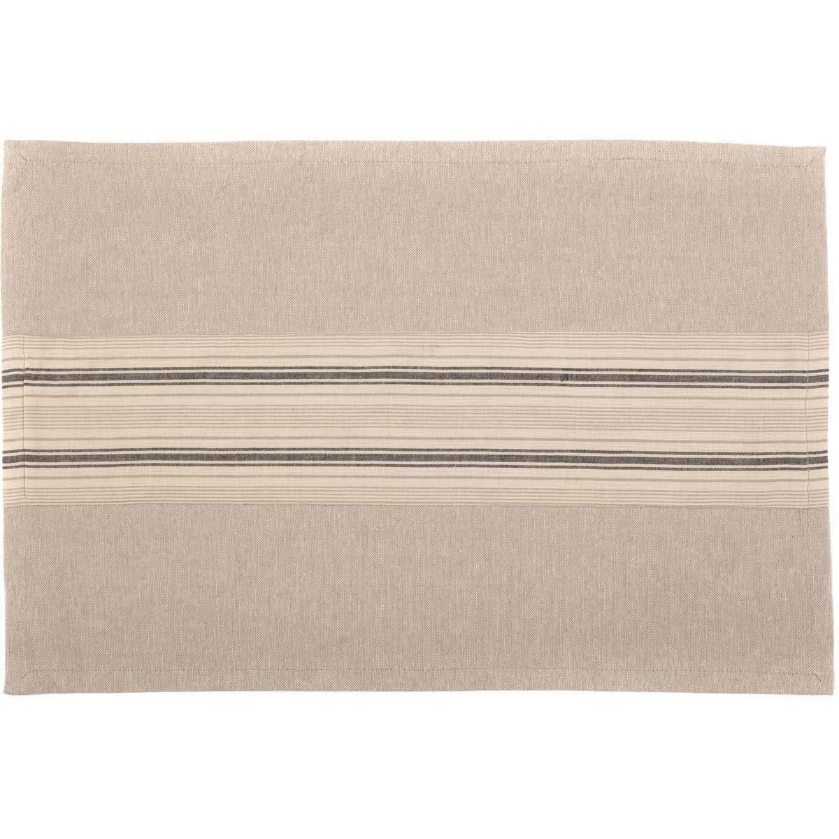 Sawyer Mill Charcoal Stripe Placemat Set of 6 VHC Brands - The Fox Decor