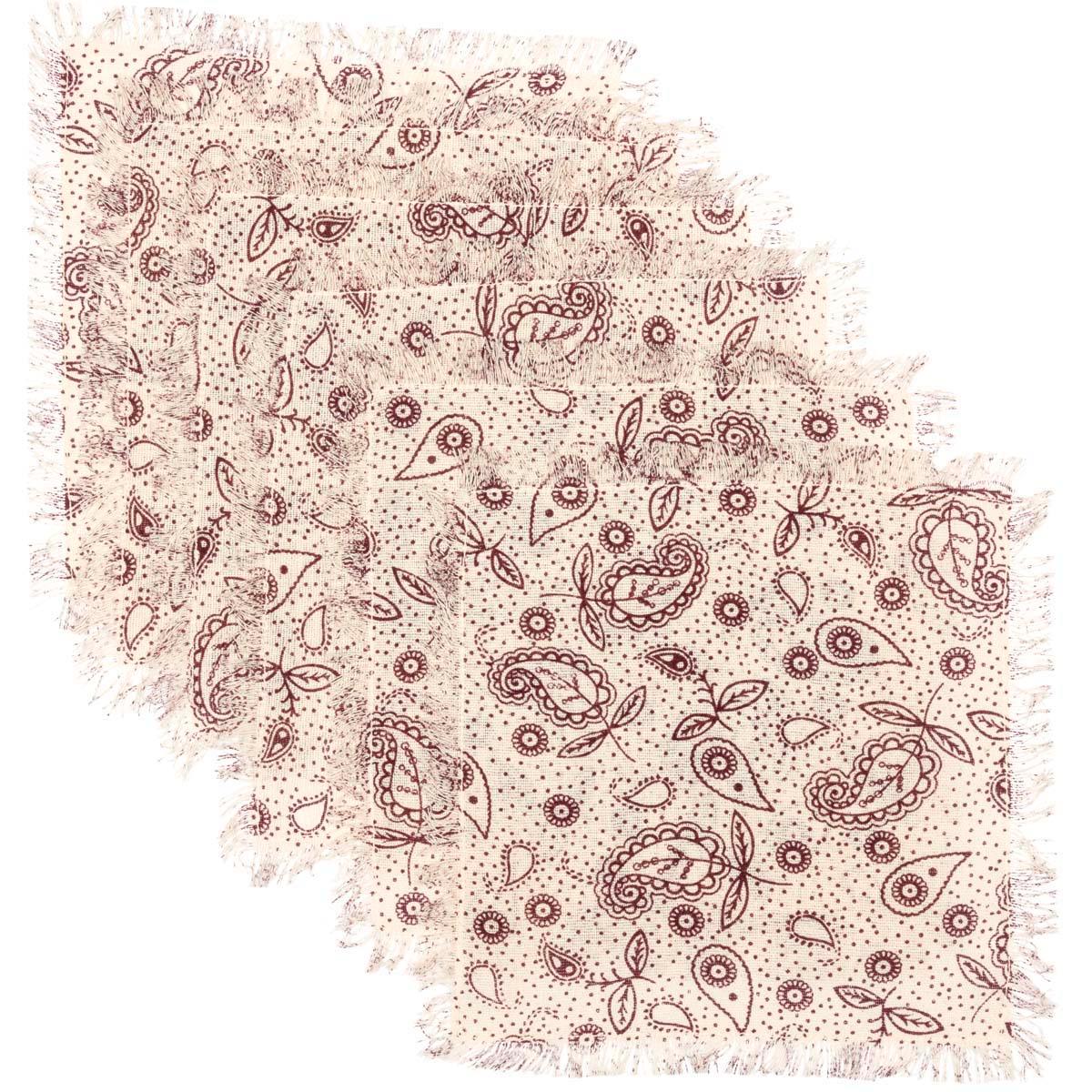 Calistoga Tablemat Tobacco Cloth 9x9 Set of 6 VHC Brands
