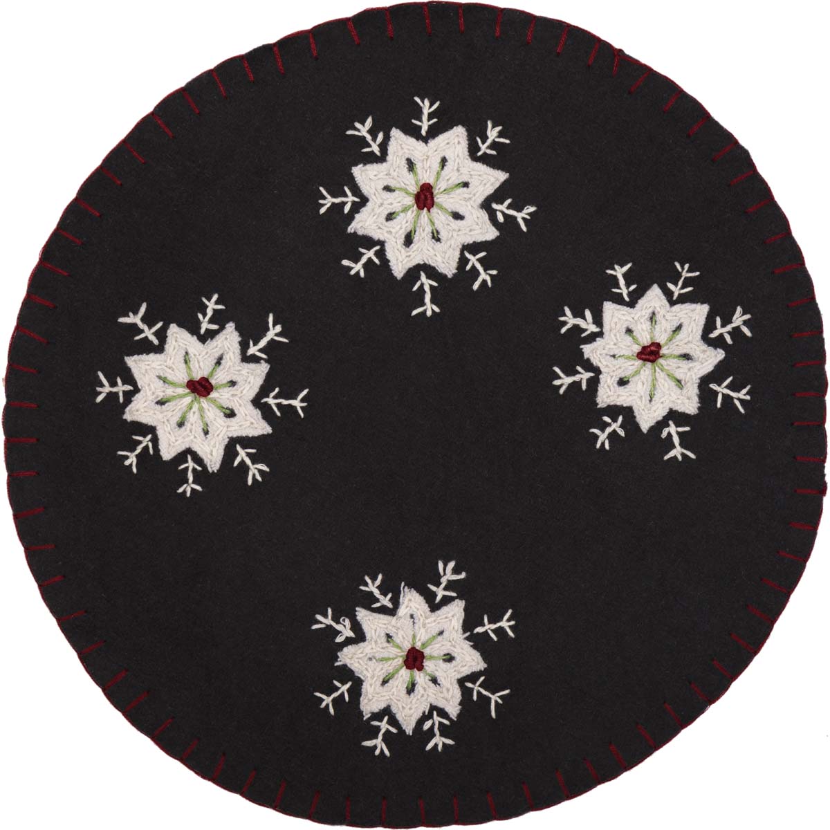 Christmas Snowflake Tablemat Felt Embroidered 13 Set of 6 VHC Brands