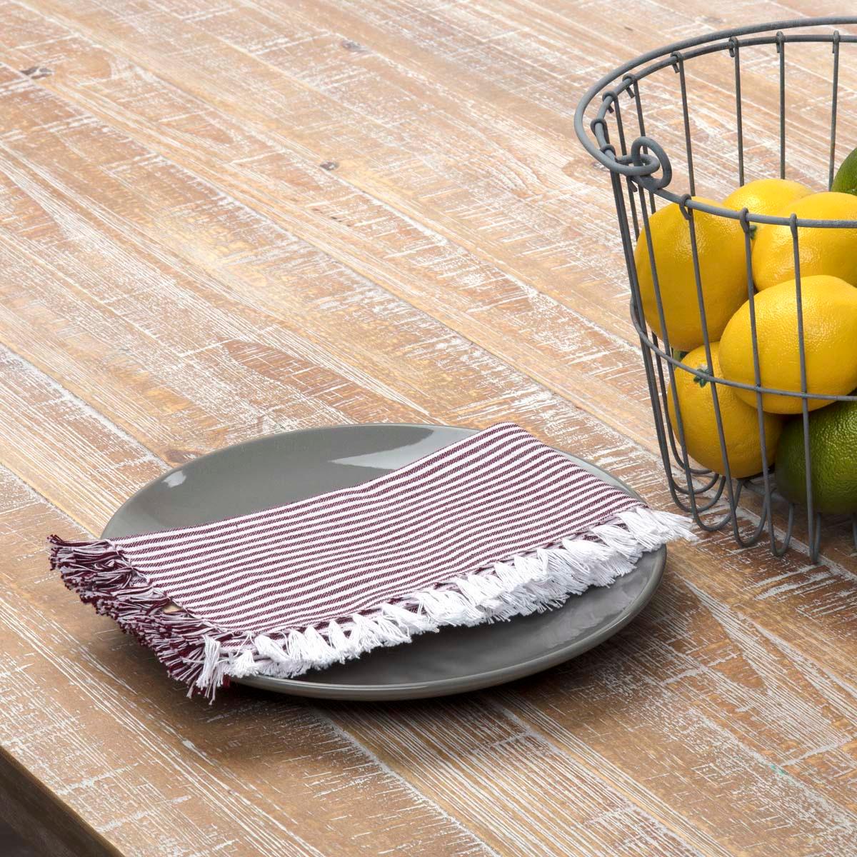 Ashton Burgundy Napkin Set of 6 18x18 VHC Brands - The Fox Decor