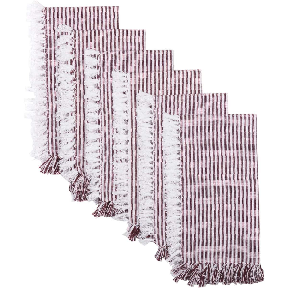 Ashton Burgundy Napkin Set of 6 18x18 VHC Brands - The Fox Decor
