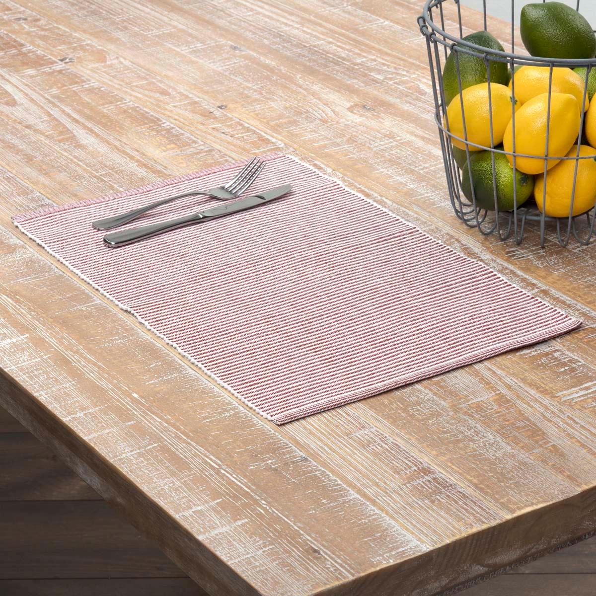 Ashton Rust Ribbed Placemat Set of 6 12x18 VHC Brands