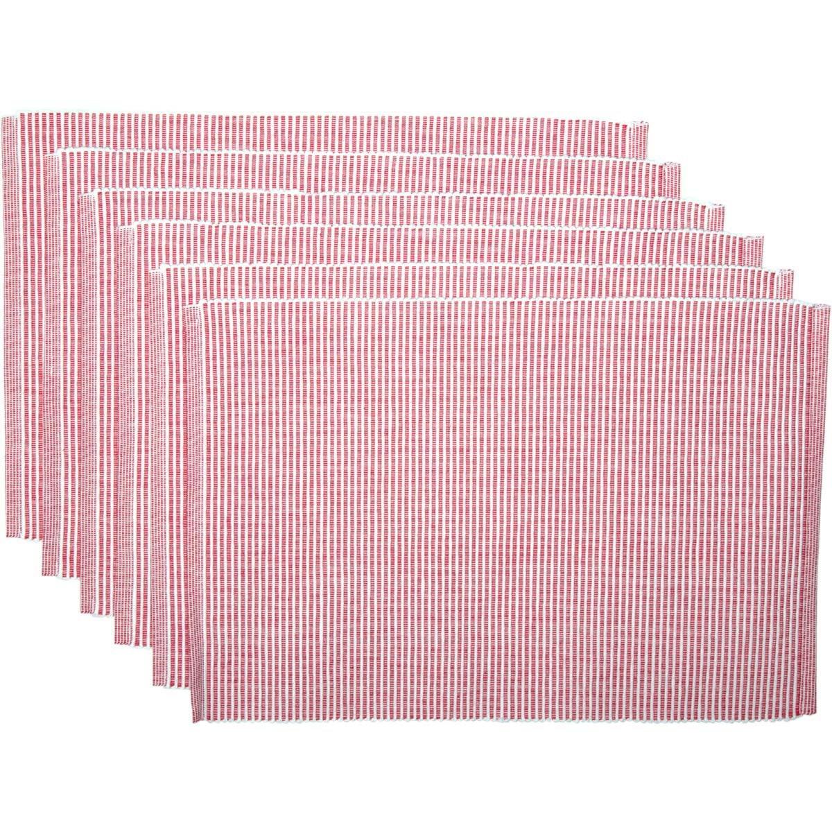 Ashton Red Ribbed Placemat Set of 6 VHC Brands - The Fox Decor