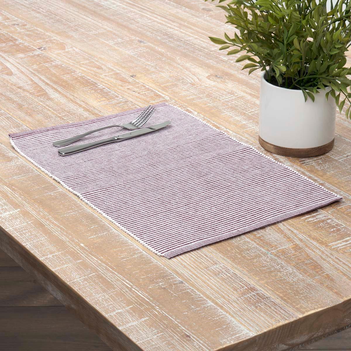 Ashton Burgundy Ribbed Placemat Set of 6 12x18 VHC Brands