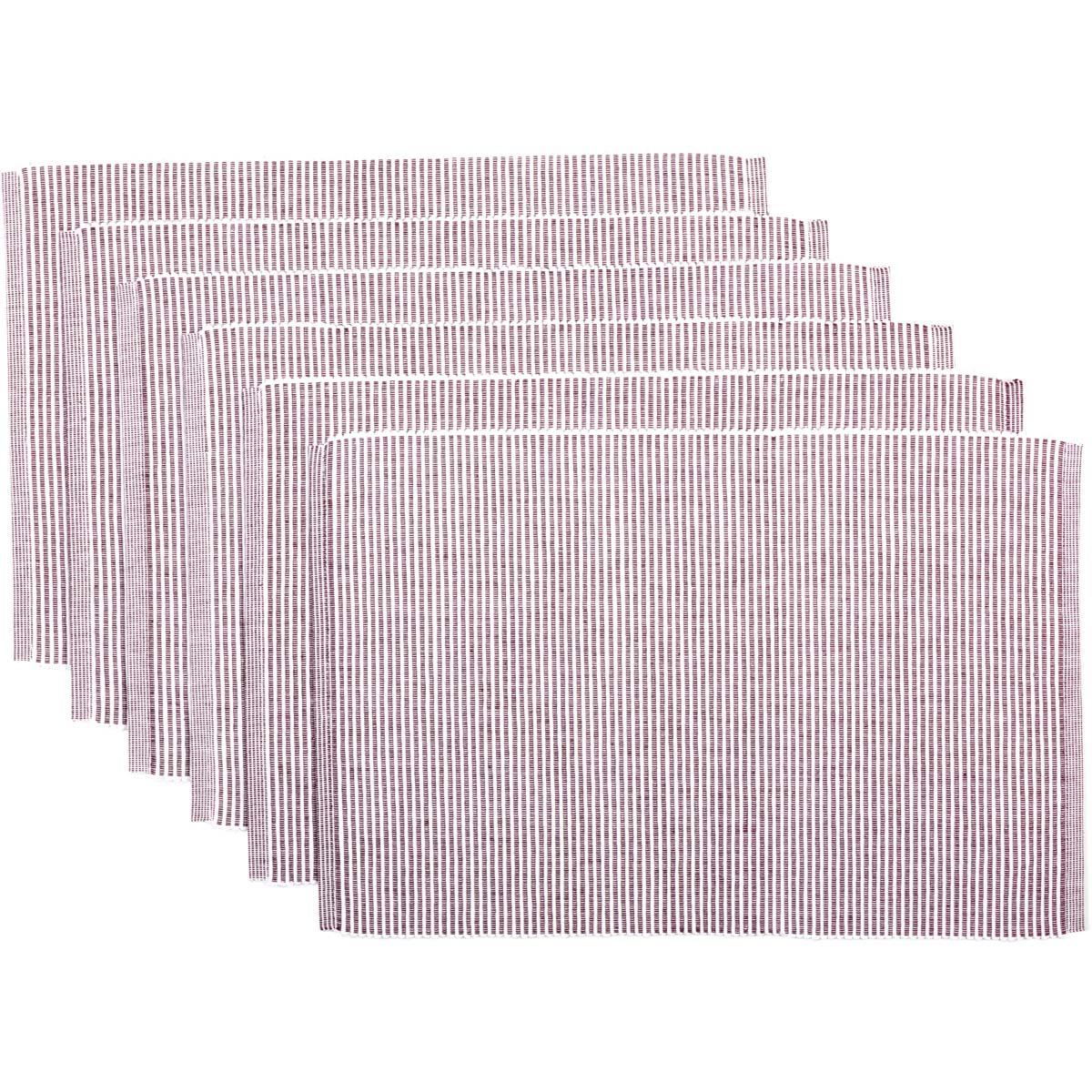 Ashton Burgundy Ribbed Placemat Set of 6 12x18 VHC Brands