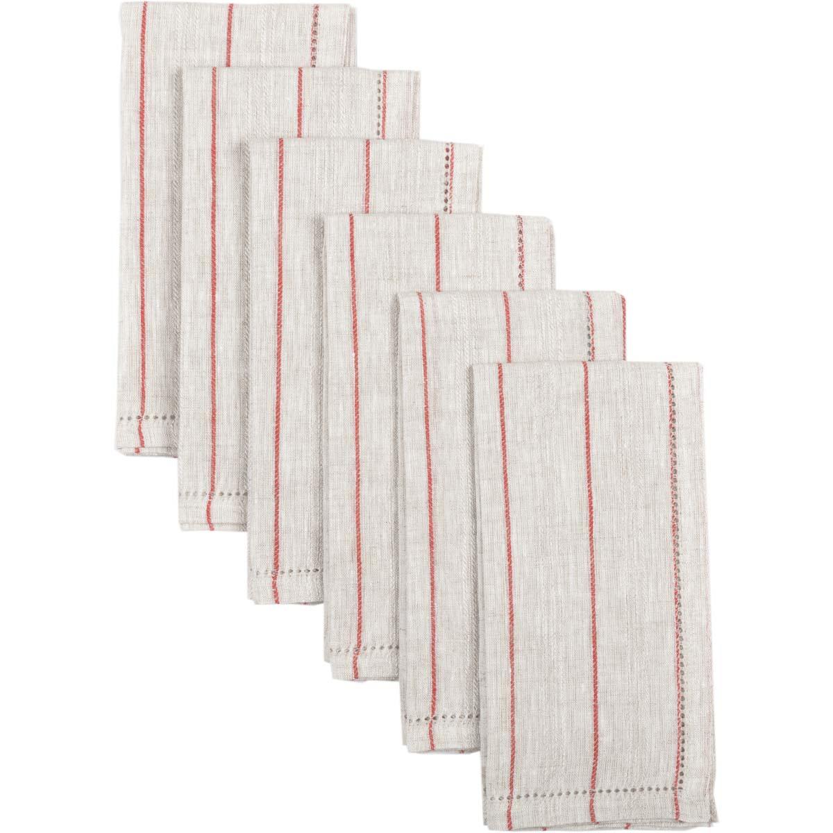 Charley Red Napkin Set of 6 18x18 VHC Brands