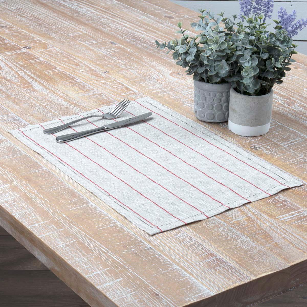 Charley Red Placemat Set of 6 12x18 VHC Brands - The Fox Decor