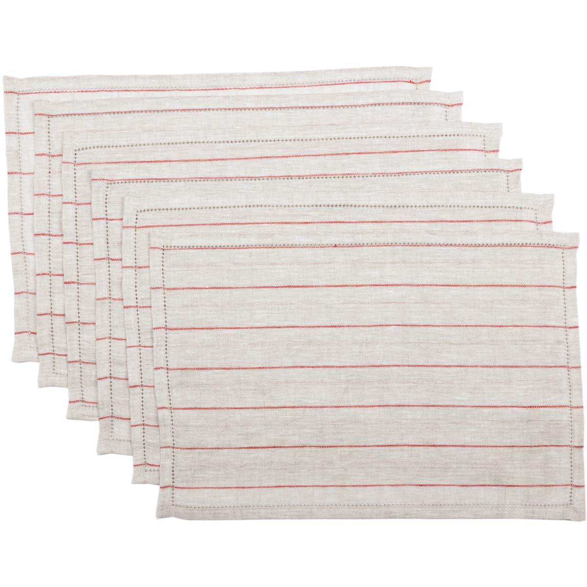 Charley Red Placemat Set of 6 12x18 VHC Brands - The Fox Decor