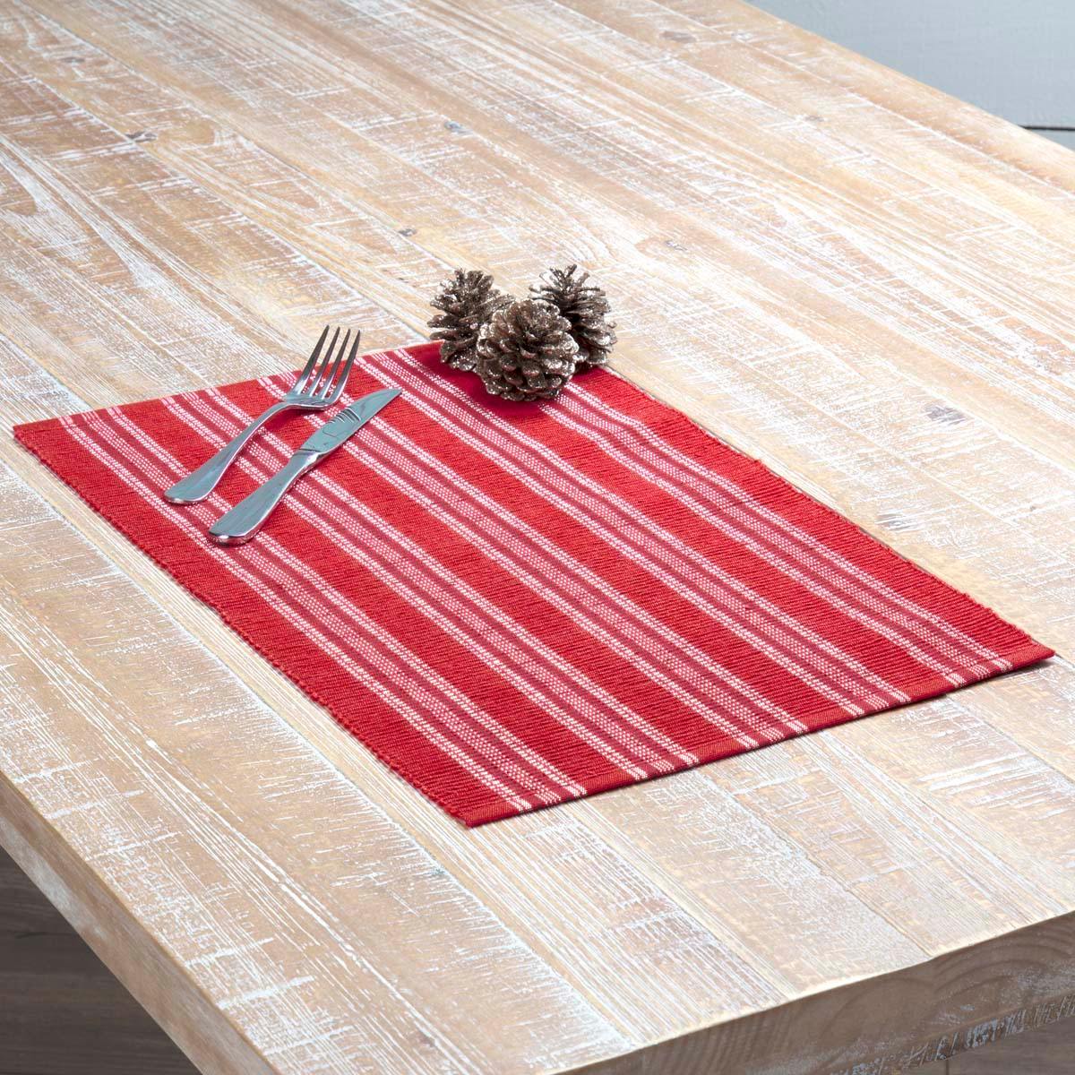 Holly Red Ribbed Placemat Set of 6 VHC Brands - The Fox Decor