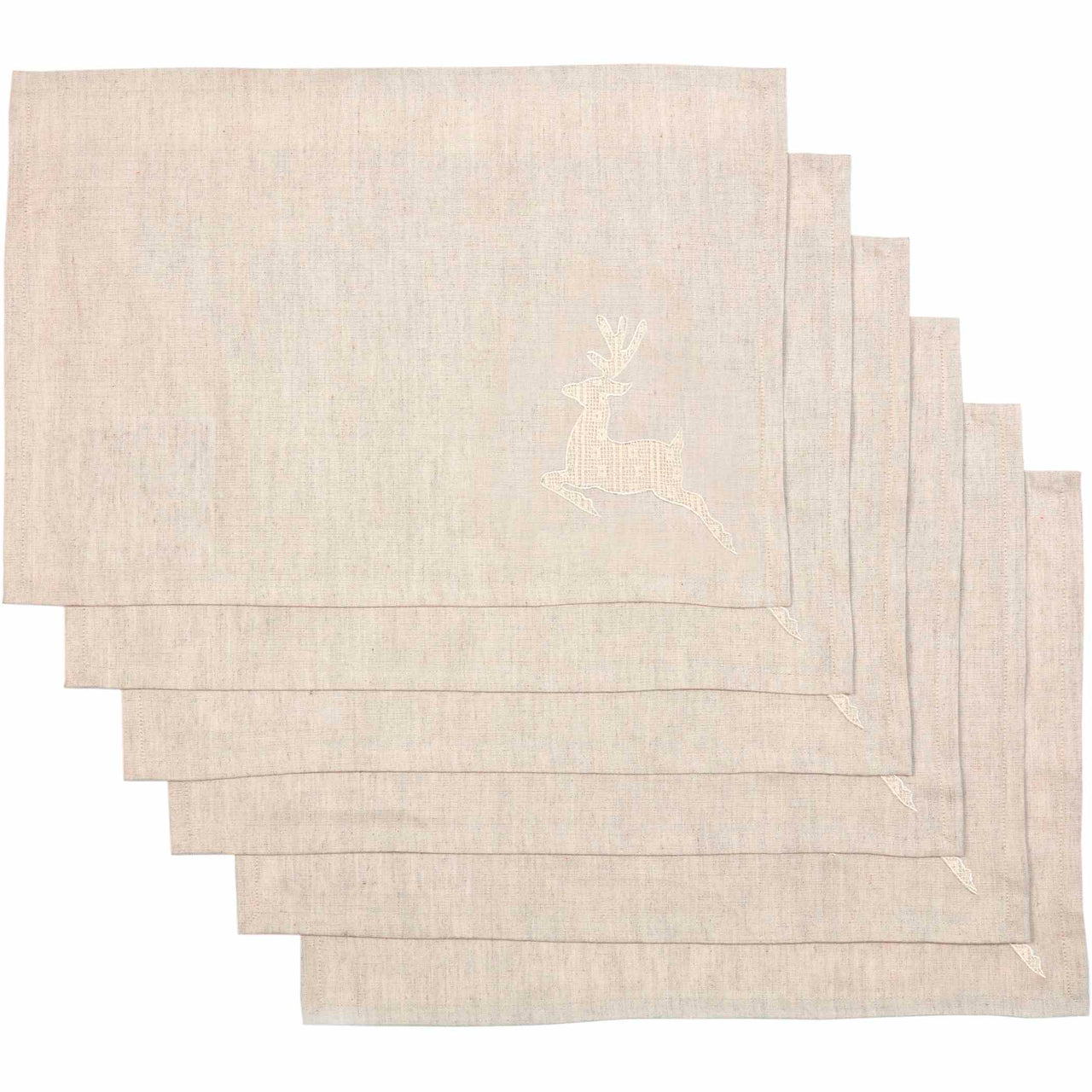 Creme Lace Deer Placemat Set of 6 12x18 VHC Brands