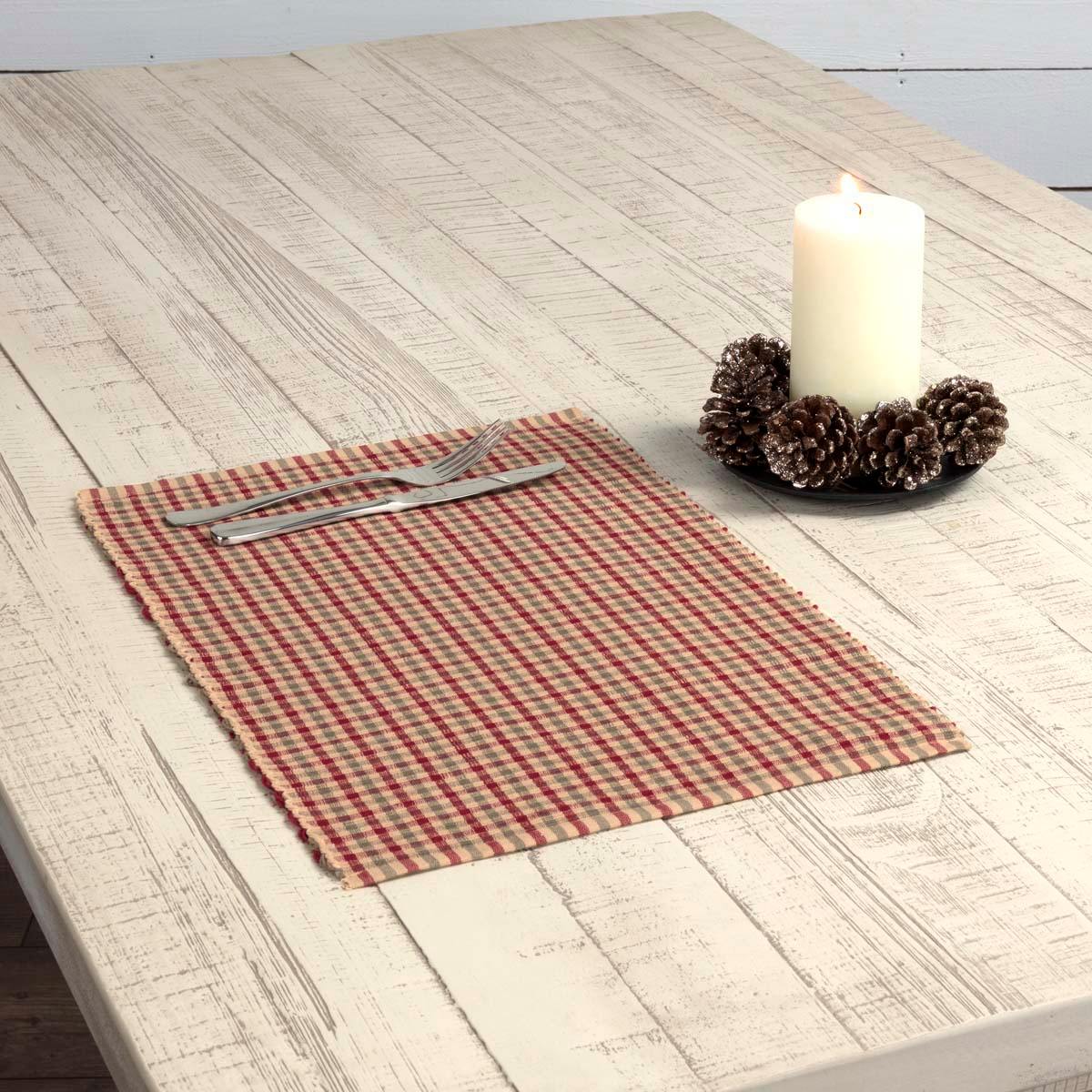 Jonathan Plaid Ribbed Placemat Set of 6 VHC Brands - The Fox Decor