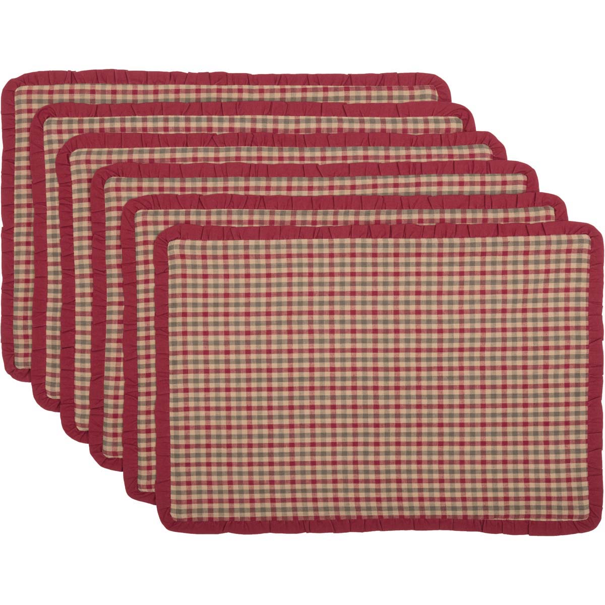 Jonathan Plaid Ruffled Placemat Set of 6 12x18 VHC Brands