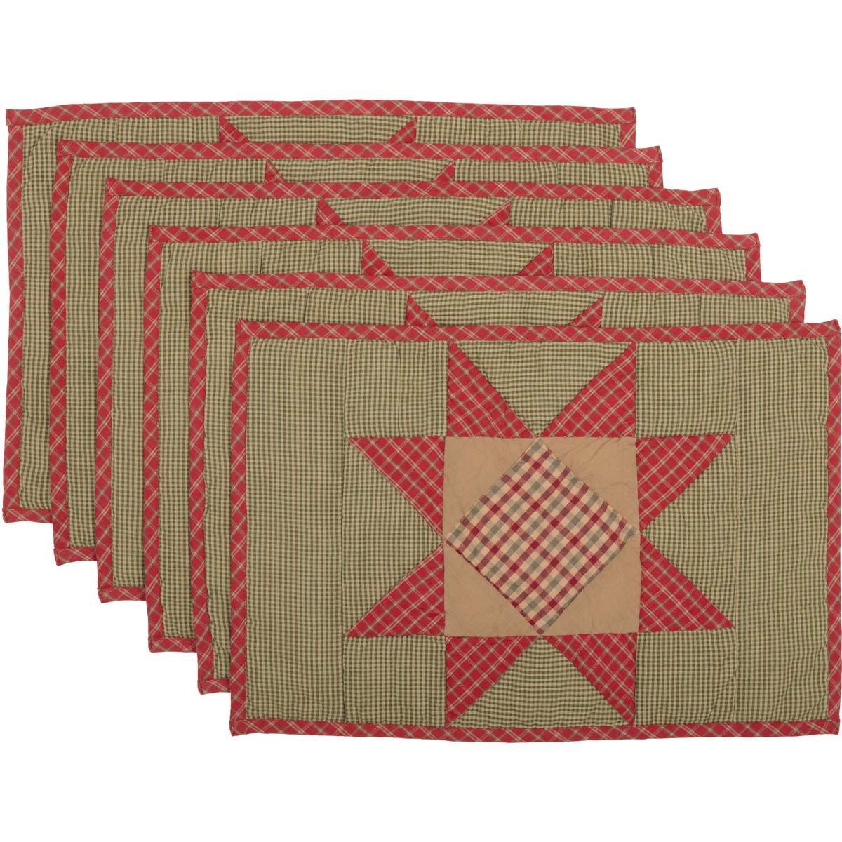 Dolly Star Quilted Placemat Set of 6 VHC Brands - The Fox Decor